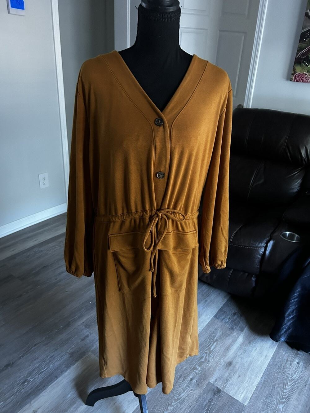 Old Navy Warm Golden Brown/ Rustic Waist Defined Dress XL